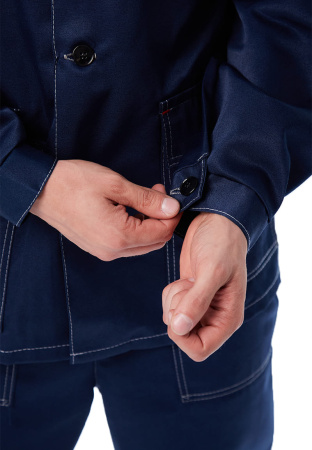 Костюм мужской "Дамаск" летний, куртка, брюки, т.синий с васильковым.