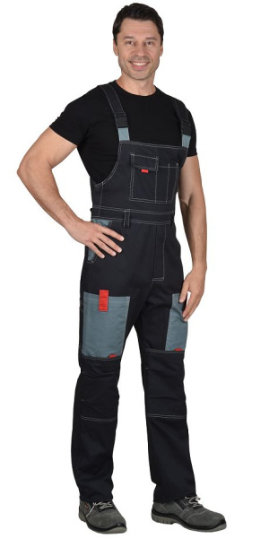 Костюм "Фаворит" куртка, п/к,  т.серый с сер и красной отд., 100% Х/Б, пл. 270 г/кв.м,