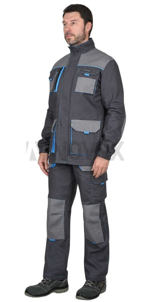 Куртка "Двин" длин., т.серый со средне серым и голубой отделкой, пл. 275 г/кв.м (ЧЗ)