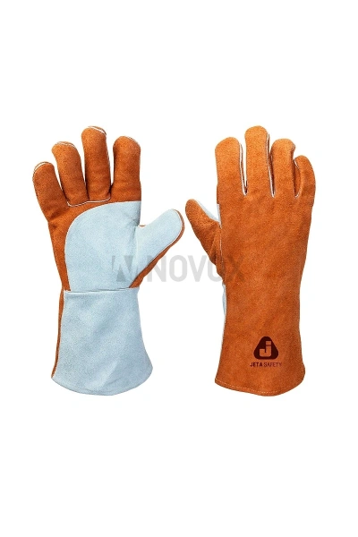 Краги сварщика спилковые "Ferrus Active" кожаные оранжевые с усилением Jeta Safety