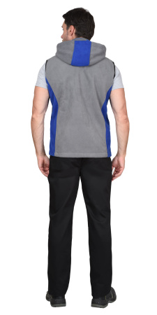 Жилет ТЕХНО (флис дублированный) серый с васильковым