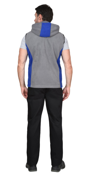 Жилет ТЕХНО (флис дублированный) серый с васильковым