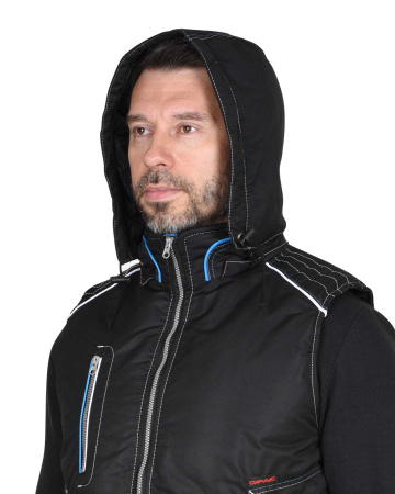 Жилет утепленный с капюшоном АЛЕКС черный на подкладке