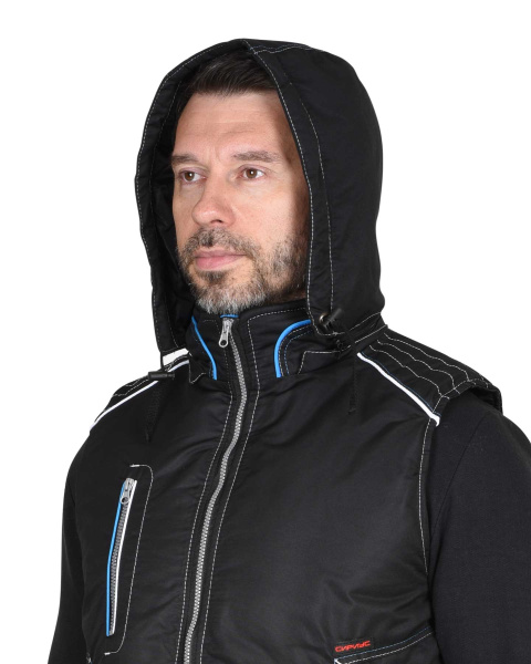 Жилет утепленный с капюшоном АЛЕКС черный на подкладке