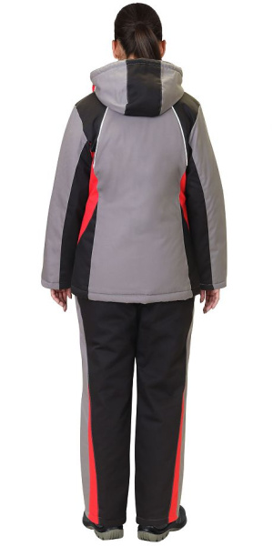 Костюм женский зимний "СИБИРЯЧКА", серый/черный/красный