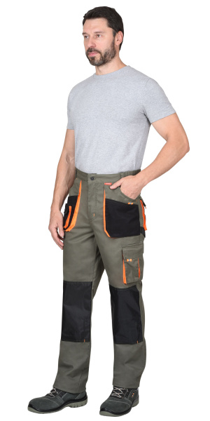 Костюм "МАНХЕТТЕН" куртка кор. (чз). брюки оливковый с оранжевым и чер. тк. мех. стрейч пл 26