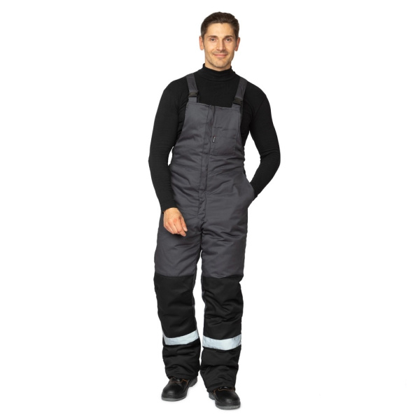 Костюм мужской утеплённый "Профессионал 2 Ультра" тёмно-серый/чёрный (куртка и полукомбинезон)