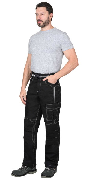 Костюм "АЛЕКС" куртка (чз), брюки, черный с голубой отделкой