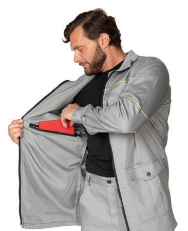 Куртка мужская "Эко-Босс" светло-серая/лимонная