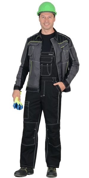 Костюм "Престиж" куртка кор. (чз), п/к, серый с лимонным кантом