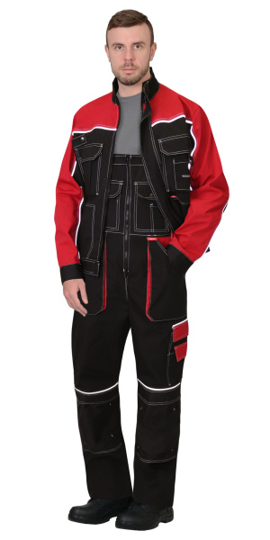 Костюм АГАТ куртка (чз), п/к черный с малиновым