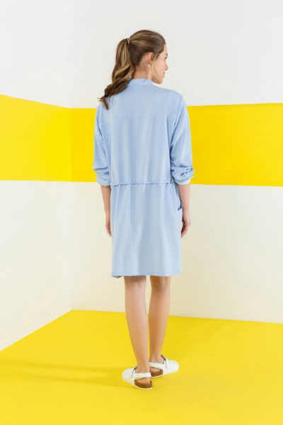 Халат ГВЕНН ЛЮКС ЛИНДРЕД длинный рукав, кнопки женский светло-голубой