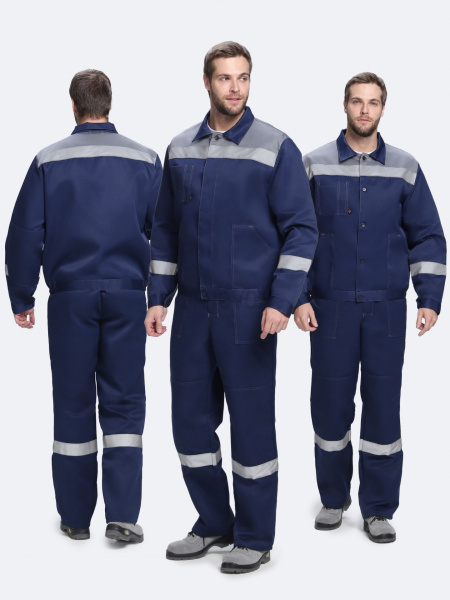 Костюм "Лигор-1" СОП У. (тк.Смесовая,210) брюки, т.синий/серый