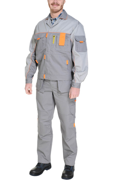 Костюм "Профессионал-1" куртка, брюки, т.серый со св. серым