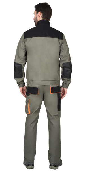 Костюм "МАНХЕТТЕН" куртка кор. (чз). брюки оливковый с оранжевым и чер. тк. мех. стрейч пл 26