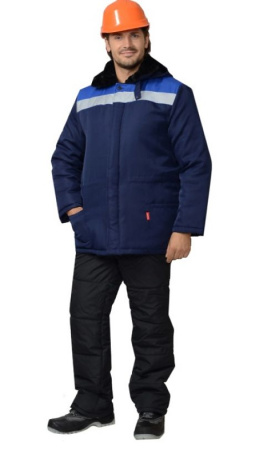 Куртка зимняя "БРИГАДИР", тк.смесовая, т.синий/василек