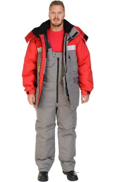 Костюм "Континент" зимний темно-серый-красный с СВП (СОП)