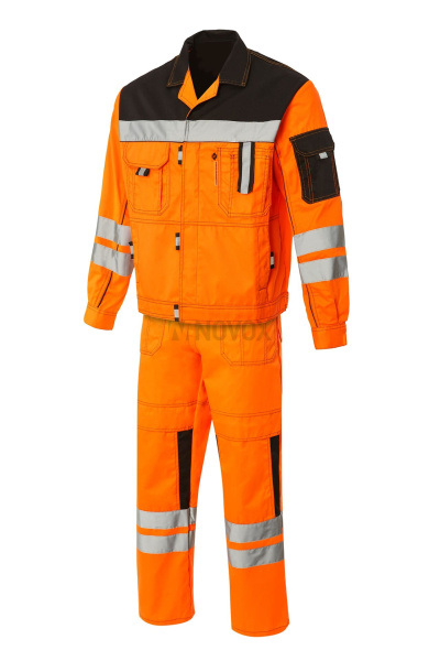 Костюм "Профессионал-2", куртка, п/к, с СВП (СОП) оранжево-черный