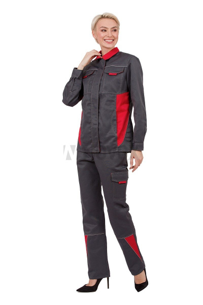 Костюм женский "Страйк", куртка, брюки, цвет серый/красный