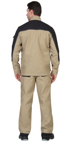 Костюм "Вест-Ворк" куртка дл. (чз), п/к песочный с черным пл. 275 г/кв.м
