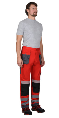 Костюм "АТОМ" куртка, брюки красный с серым, СВ кант, СОП 50 мм
