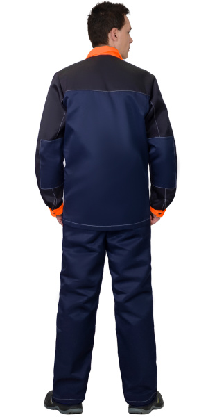 Костюм АСПЕКТ куртка длин., брюки, синий с черным и оранжевой отделкой