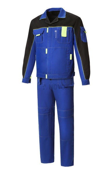 Костюм "Профессионал-2" , куртка, п/к, василек-черный-лимон