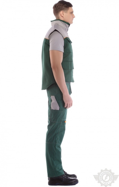 Жилет "Профессионал" зимний зеленый-светло-серый