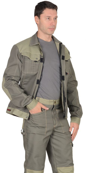 Куртка короткая "ВЕСТ-ВОРК" т.оливковый со св.оливковым пл. 275 г/кв.м (ЧЗ)