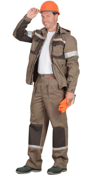 Костюм "РОДОС" куртка, брюки, св.коричневый с т.коричневым,тк. Родос