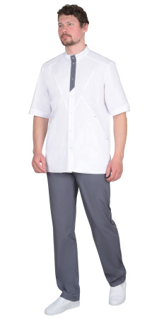 Костюм "АЛЕКС" мужской белый с т.серым