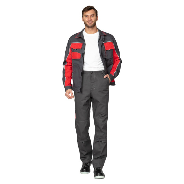 Костюм мужской "Бренд 1 2020", куртка, брюки, т.серый/красный