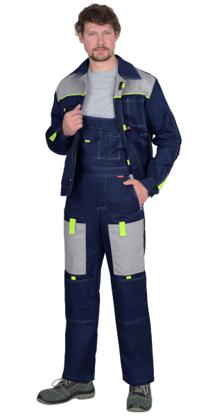 Костюм летний ФАВОРИТ, куртка, п/к, т.синий со св. серым