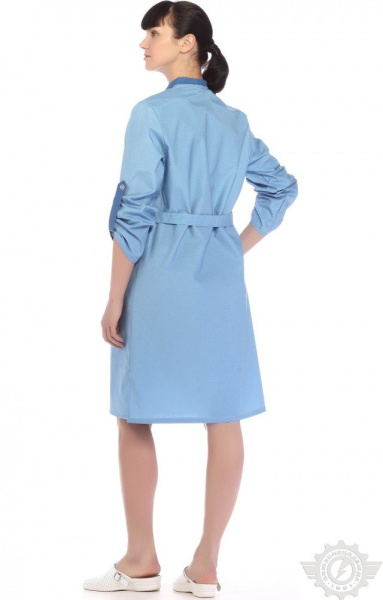 Халат "Радуга" длинный рукав голубой