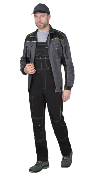 Костюм "Престиж" куртка кор. (чз), п/к, серый с лимонным кантом