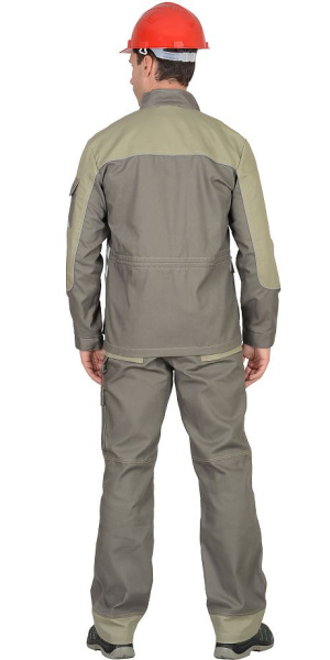 Костюм "Вест-Ворк" куртка дл. (чз), п/к т.оливковый со св.оливковым пл. 275 г/кв.м