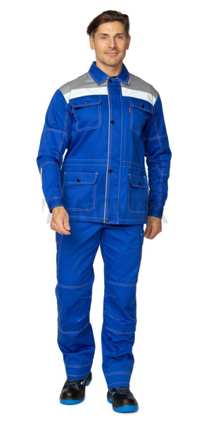 Куртка мужская летняя "Эко-Труд" василёк/светло-серый, СОП