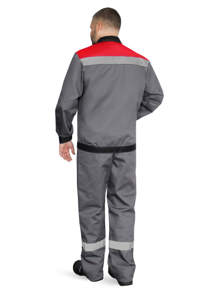 Костюм "Корпус" (куртка+брюки) тк. смесовая 65/35, пл. 240 г/м2, цв. т.серый/черный/красный