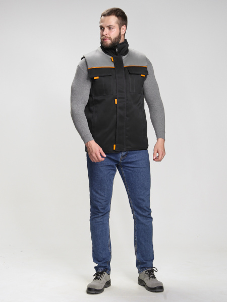 Жилет утепленный "Флофт" (тк.Смесовая,210), черный/серый