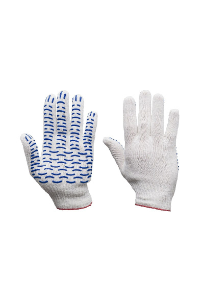 Перчатки рабочие бесшовные "Практик" ХБ с добавлением полиэфира с ПВХ покрытием (волна)