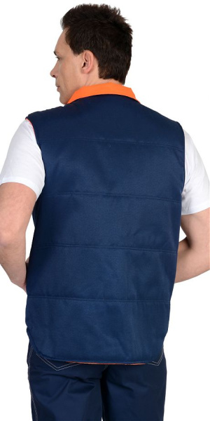Жилет "ПРОФИ", синий, подкладка оранжевая