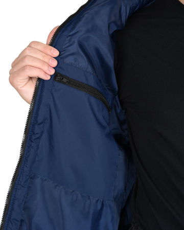 Жилет УРБАН утепленный с капюшоном синий с серым