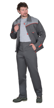 Костюм "ФАВОРИТ" куртка, брюки темно-серый со св.серым, 80% ПЭ, 20% ХБ