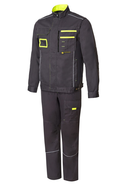 Костюм НЭКСТ (NEXT), куртка с отстегивающимися рукавами, брюки, графит/лимонный