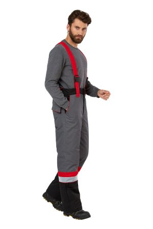 Костюм рабочий мужской зимний "Памир" цвет серый/черный/красный