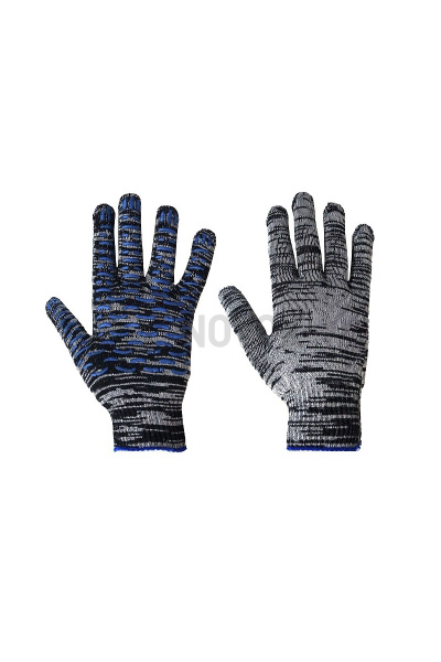Перчатки рабочие бесшовные "Меланж" ХБ с добавлением полиэфира с ПВХ покрытием цвет серый