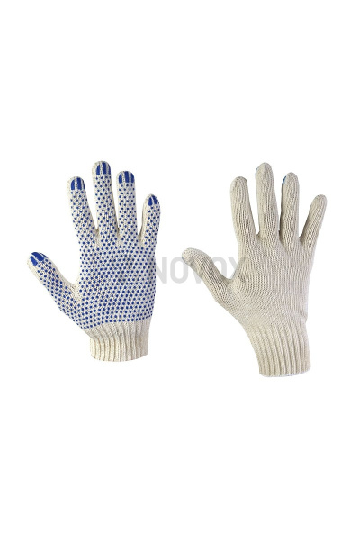 Перчатки рабочие бесшовные "Практик" ХБ с добавлением полиэфира с ПВХ покрытием (точка)