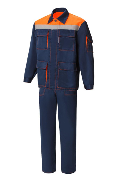 Костюм "Коммунальщик" , куртка, п/к, т.синий с оранж. с СВП (СОП) (эконом)