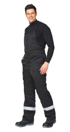 Костюм мужской утеплённый "Коммунальщик" чёрный/лимонный, куртка + п/к