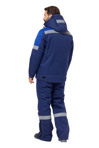 Костюм рабочий мужской зимний "Страйк" цвет темно-синий/василек